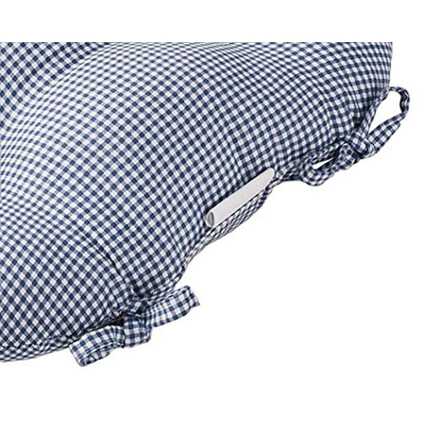4 X GINGHAM CHECK BLUE WHITE 16" X 16" X 1" SEAT PAD TO MATCH CURTAIN DRAPES